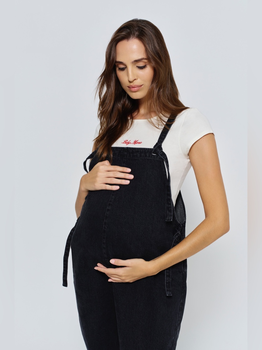 NWT BUMPSUIT Maternity Denim Oversized Jumpsuit Black Size XL